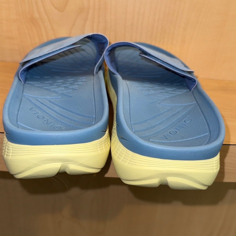 Vionic Blue and Cream Slide Sandals - Picture 4 of 7